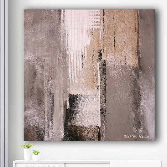 Neutral Abstract Cityscape Canvas Print on a wall - "Urban Edge 2"