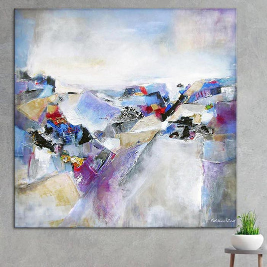 Neutral Abstract Landscape Canvas Print on a wall - "Of Land and Sky"