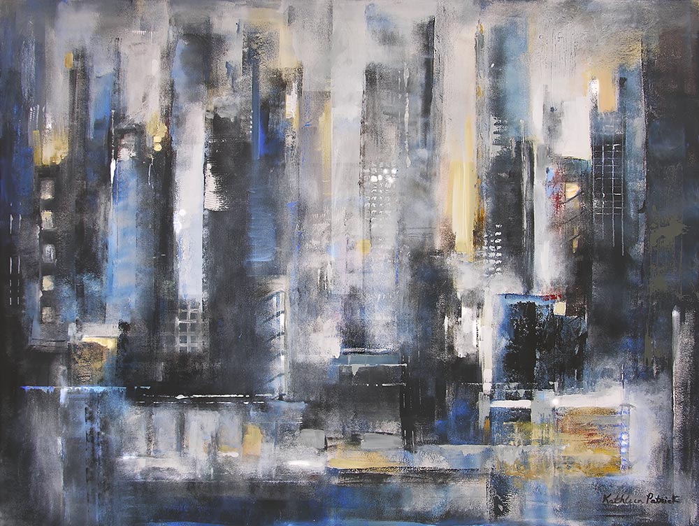 Abstract Cityscape Canvas Art Print - "The City View" - Chicago Skyline Art