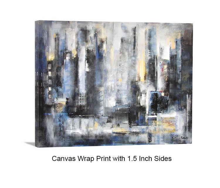Abstract Cityscape Canvas Art Print - "The City View" - Chicago Skyline Art