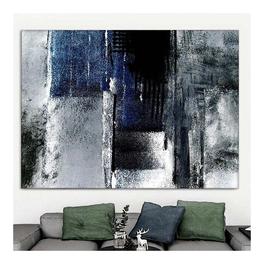 Large Abstract Canvas Print in a living room - "Night Moods" - Chicago Skyline Art