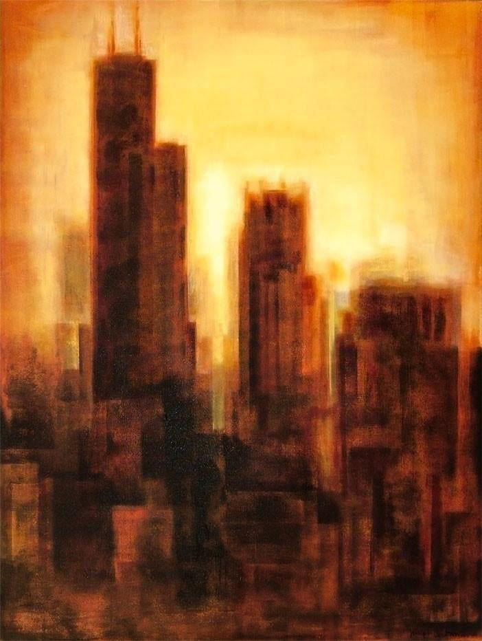 Chicago Skyline canvas print - Sears Tower - In the Golden Light of Evening