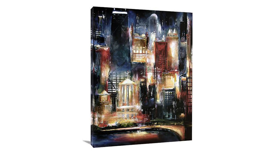 Chicago Cityscape Canvas Print - "Chicago Oak Beach Skyline" - Chicago Skyline Art