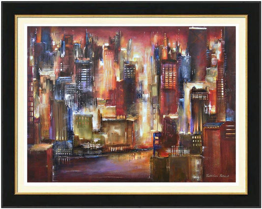 Chicago Skyline Framed Print  - "Chicago River Sunset" - Chicago Skyline Art