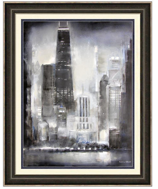 Chicago Skyline Framed Print "Chicago Shoreline" is based on an original Chicago painting