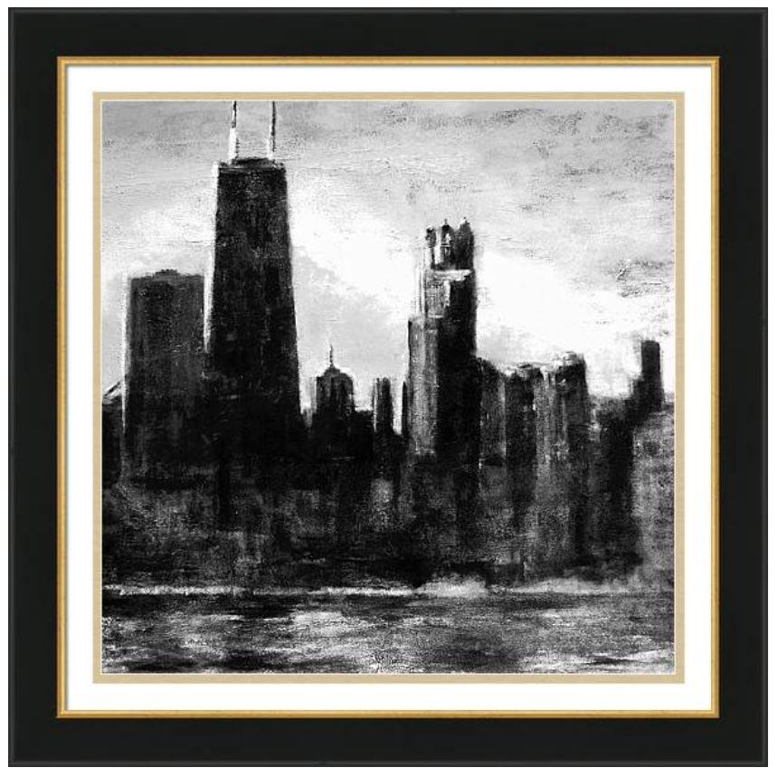  black and white  Chicago skyline framed print "Chicago Silhouette"