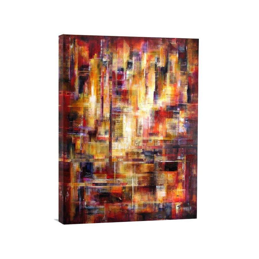 Abstract Cityscape Canvas Print- "Of City Lights" - Chicago Skyline Art