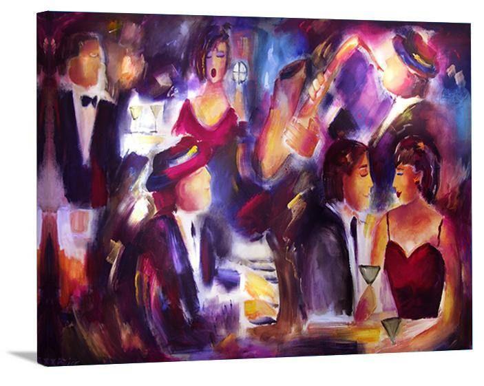 Romantic Couple Art Print on Canvas- "A Romantic Evening" - Chicago Skyline Art