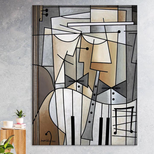 cubist three musician canvas print in a room