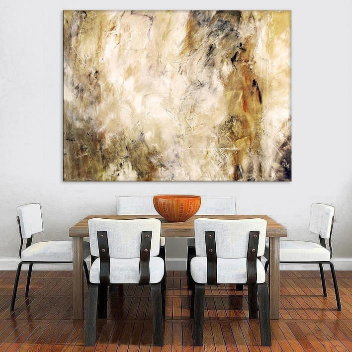 Neutral Abstract Canvas Print "Time's Images"  in diningroom