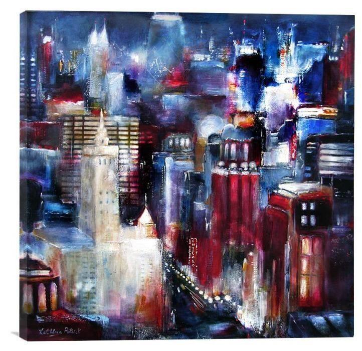 Cityscape Artwork on Canvas - Down Michigan Avenue