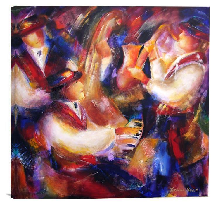 3 Colorful Jazz Musicians - Music Painting Canvas Print - "Modern Jazz"
