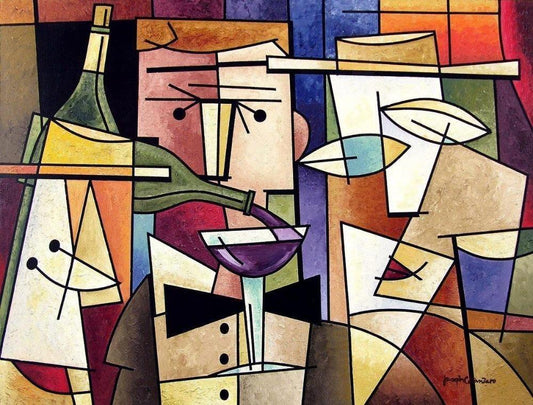 Cubist Wine Art Print on Canvas - "The Cocktail Hour"