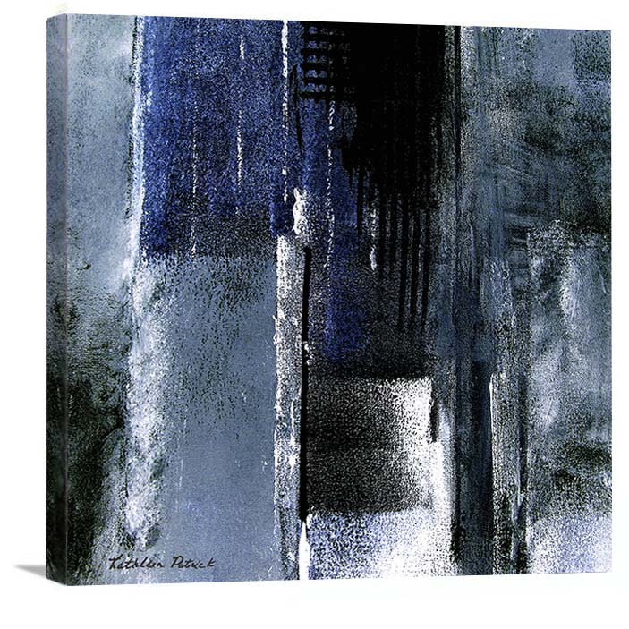 Neutral Blue Abstract Cityscape Canvas Print - "Urban Edge 1"
