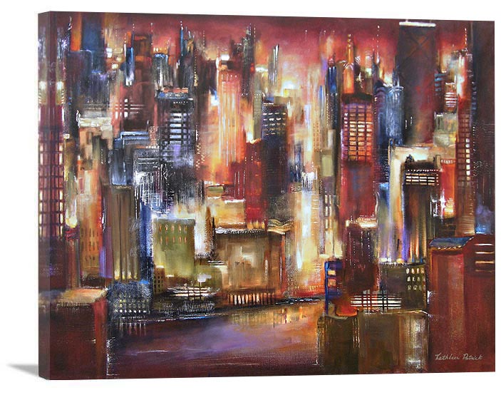 Chicago Cityscape Canvas Print - "River Sunset"