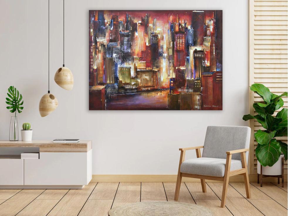 Canvas Art Print - Chicago Sunset Looking South – Chicago Skyline Art