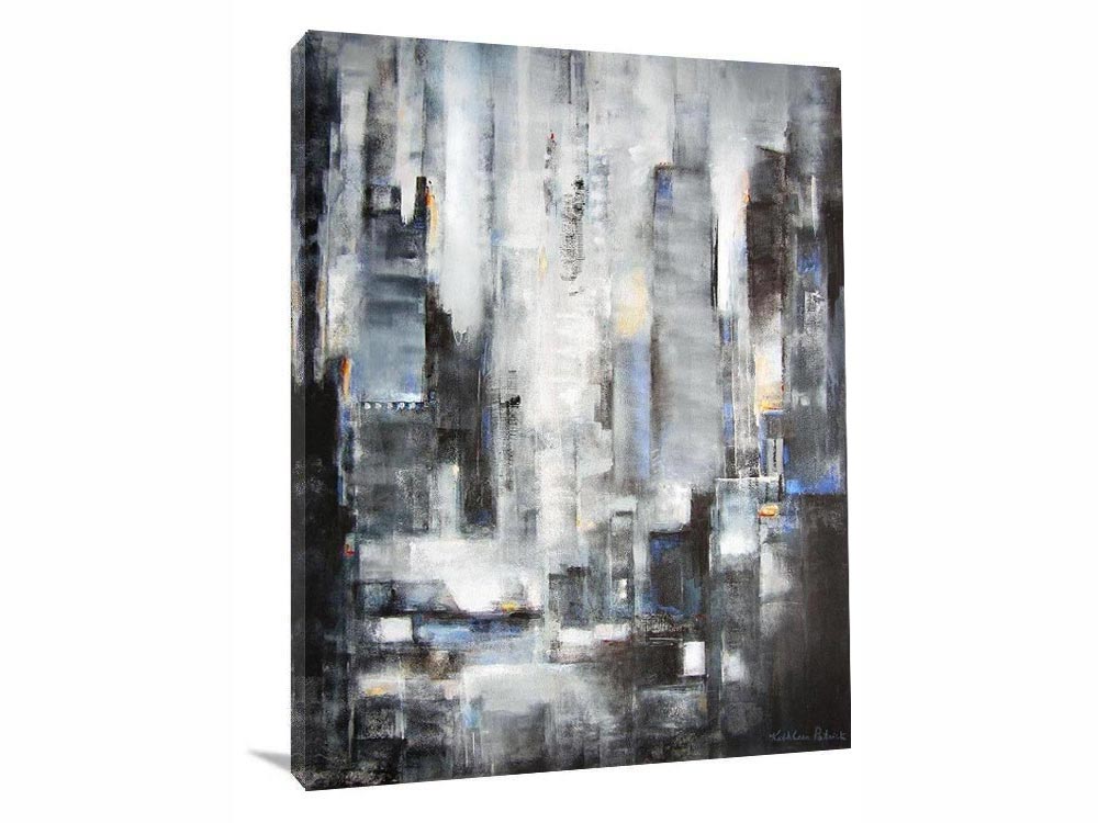 Neutral Abstract Cityscape Ready to Hang Canvas Print "Center of the City" 