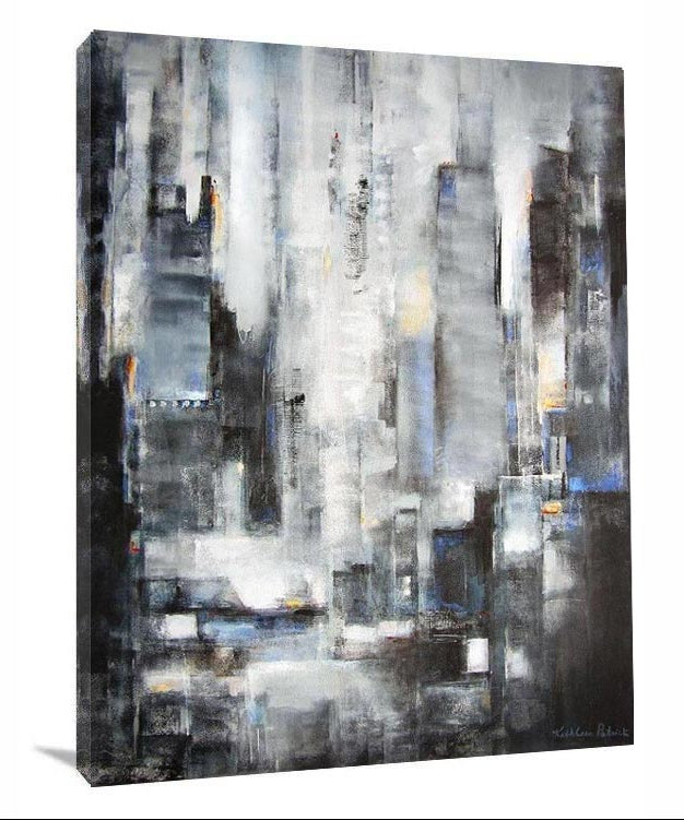 Neutral Abstract Cityscape Ready to Hang Canvas Print "Center of the City" 