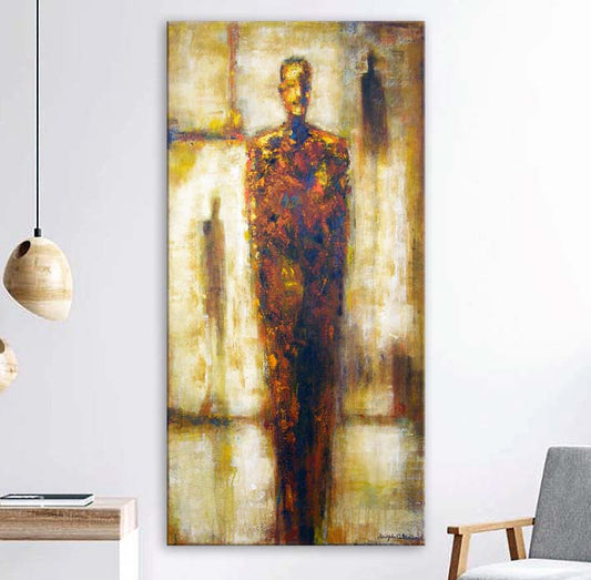 Figurative Canvas Print on a wall - "Walking Downtown"  by artist Joseph Catanzaro