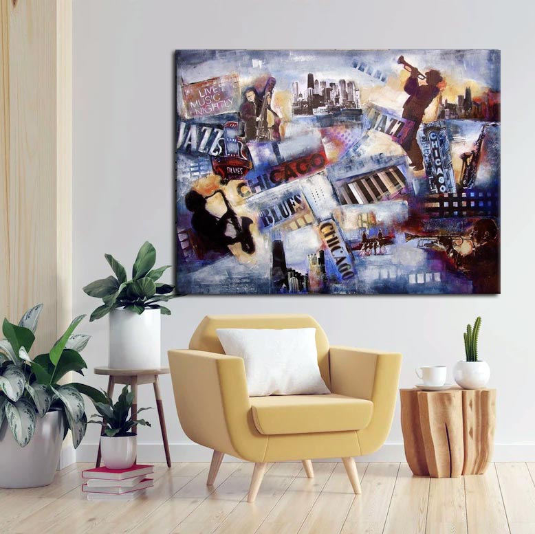 Music Canvas Print - "Chicago Jazz and Blues" in room