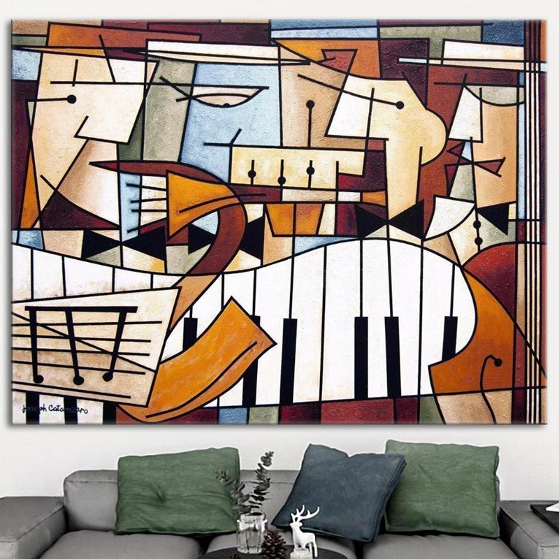 Music Canvas Print "Four Musicians" on a wall.