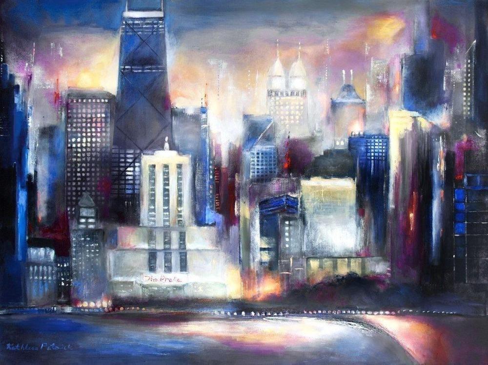 A Windy City skyline canvas print - in the soft light of evening