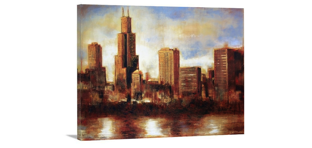 Chicago Skyline Print - "A Chicago Golden Sunset" - Chicago Skyline Art