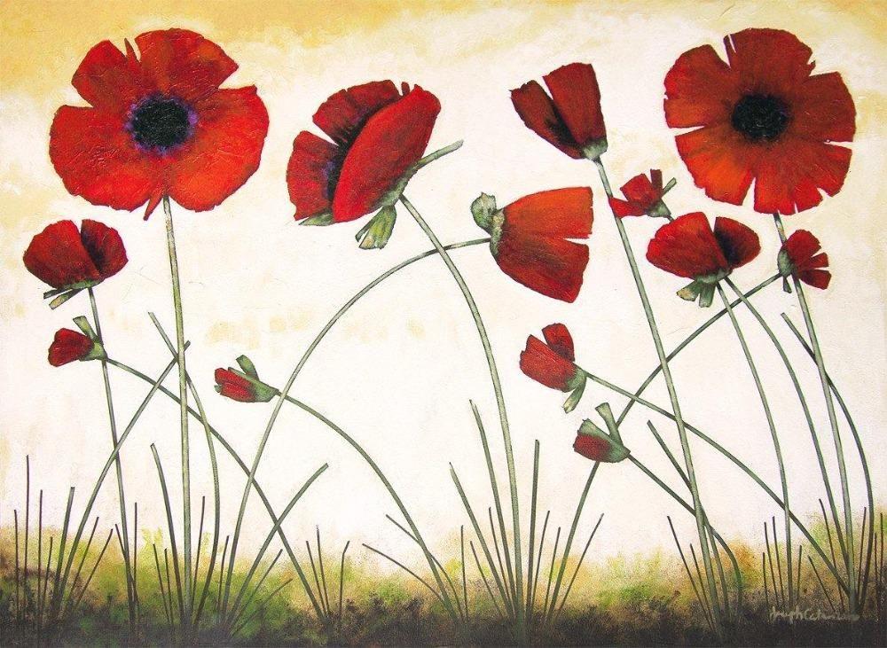Original Poppy Painting Print on Canvas