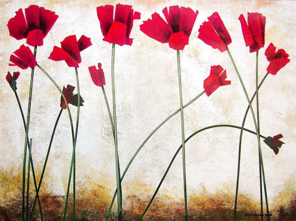 Red Poppy Painting Print - "Bright Red Flowers in the Sun"