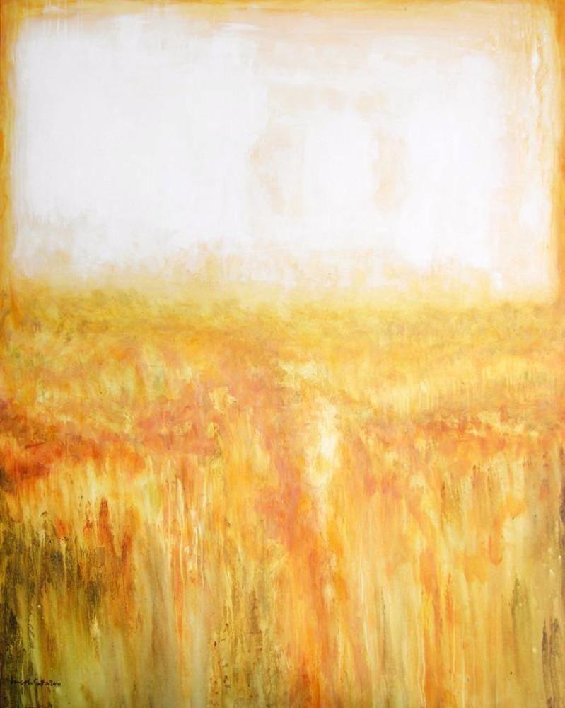golden colored landscape print